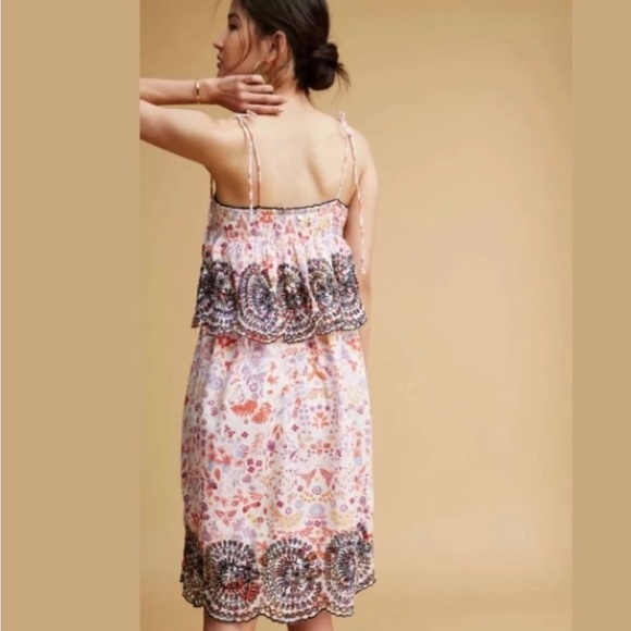 Anthropologie Samsa Embroidered Floral SunDress Beachy Boho Antik Batik Size M - Picture 2 of 10